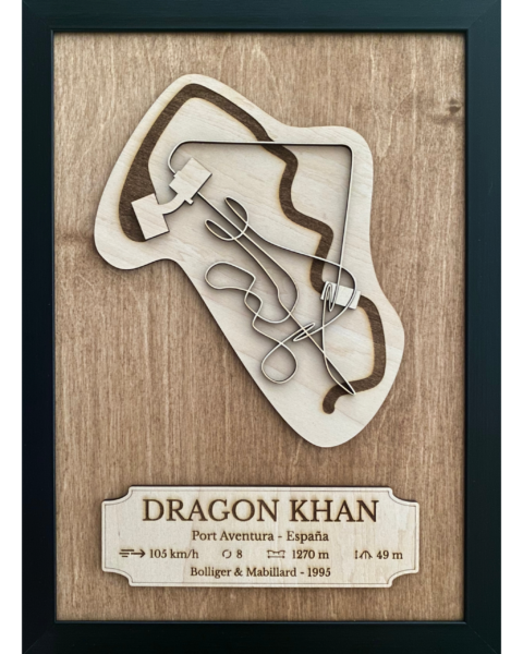 Cadre en bois Becoastr représentant le tracé de Dragon Khan.