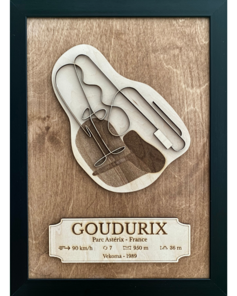 Cadre en bois Becoastr représentant le tracé de Goudurix.