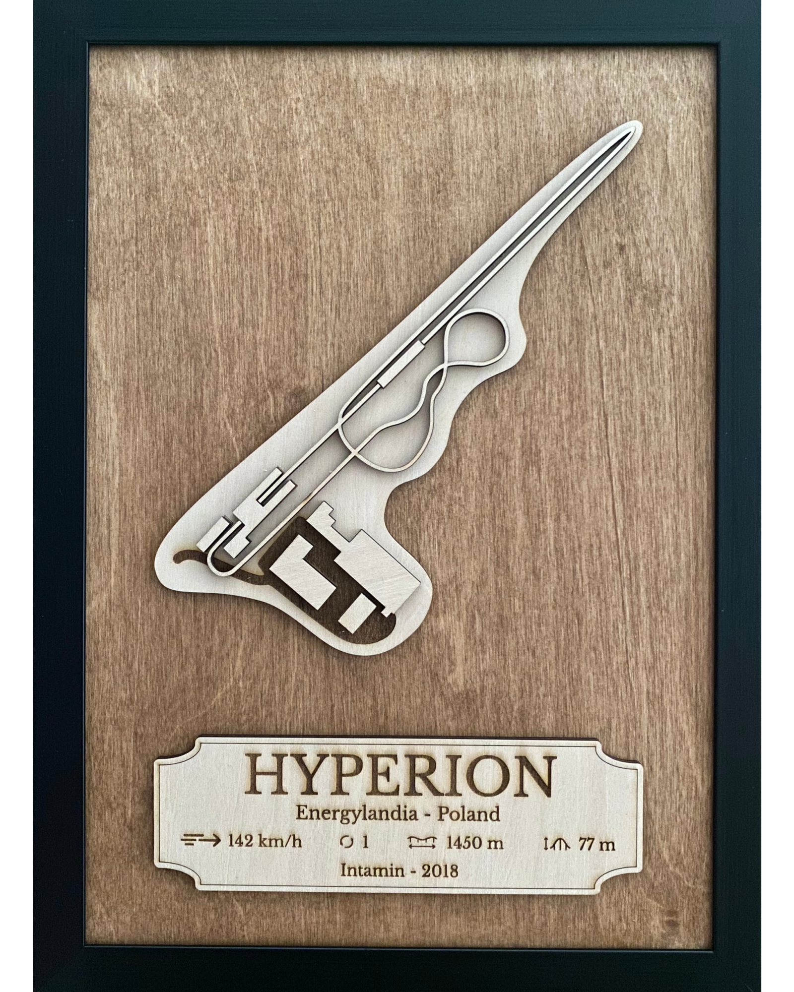 Cadre en bois Becoastr représentant le tracé d'Hyperion.