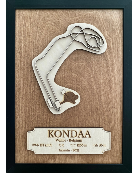 Zadra Cadre en bois Becoastr représentant le tracé de Kondaa.