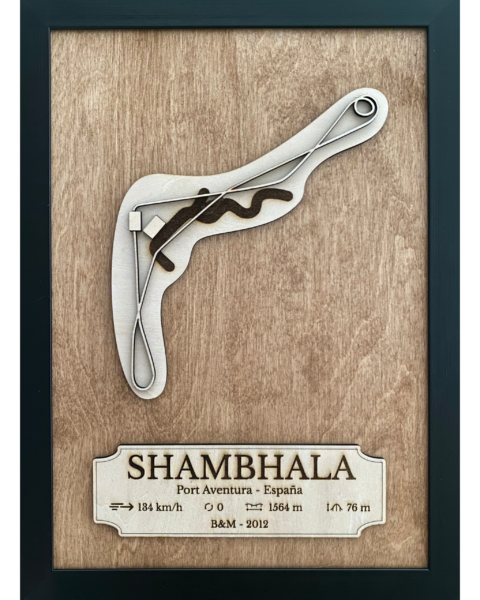Zadra Cadre en bois Becoastr représentant le tracé de Shambhala.
