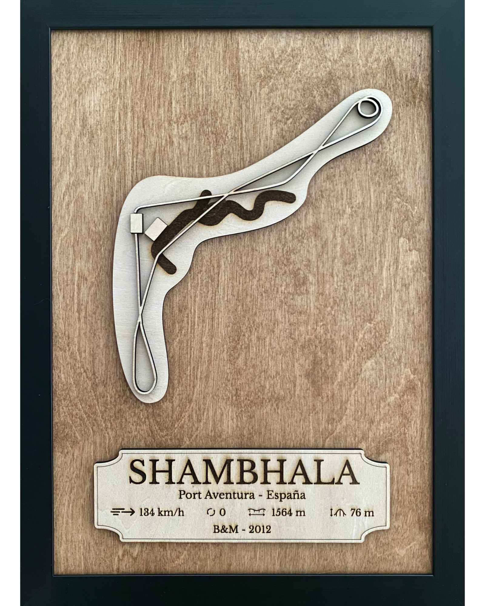 Cadre en bois Becoastr représentant le tracé de Shambhala.